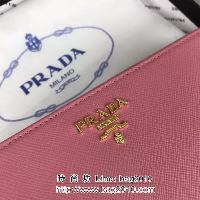 PRADA普拉達 經典款 頂級原單十字紋牛皮 時尚單拉鏈錢包 1ML506 DD1494
